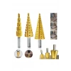 3 lü Set Matkap Ucu Kademeli Sac Delme Aparatı HSS Titanyum Kaplama (5365)