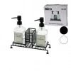 3 PCS METAL STANDLI - CAM SIVI SABUNLUK SETİ SÜNGERLİK (5365)