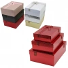 3PCS D.DÖRTGEN PARLAK MİX RENKLİ - KABARTMA DESEN KARTON HEDİYE KUTUSU KURDELALI 33X24.5-28.5X20.5-24X16.5CM (5365)