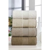 Set of 4 Hand and Face Towels 100% Cotton Rainbow 50x85 Cm Brown