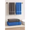 4 Parça Banyo Havlu Takımı %100 Pamuklu Dry Antrasit Mavi