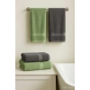 4 Parça Banyo Havlu Takımı %100 Pamuklu Dry Antrasit Yeşil