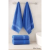 4 Parça Ekonomik Banyo Havlu Takımı %100 Pamuklu Quickdry Mavi Mavi