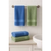 4 Parça Ekonomik Banyo Havlu Takımı %100 Pamuklu Quickdry Mavi Yeşil