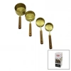 4PCS  GOLD METAL ÖLÇÜ KAŞIK SET OTANTİK AĞAÇ KULP 1CUP: 250ML - 1/2 CUP: 125ML - 1/3 CUP: 80ML - 1/4 CUP: 60ML (5365)