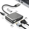 4’ü 1 Arada Type-C to Hub Dönüştürücü Adaptör – 4K Ultra HD HDMI &amp; VGA Görüntü Aktarımı, PD Hızlı Şarj Destekli, USB Çoklayıcı (5365)