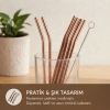 6lı Kaşıklı Pipet Seti - Bronz - Pipet Temizleme Fırçası