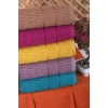 6 lı Renkli El Yüz Pamuklu Jakarlı Havlu Seti 50 x 90 Cm Platin