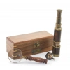 Wooden Box Brass Compass, Binoculars, Magnifying Glass Set Model 2