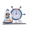 Wooden Maritime Steering Wheel Framed Clock Model 2