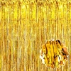 Altın Gold Renk Ekstra Metalize Parlak Saçaklı Arka Fon Perde İthal A Kalite 1x2 Metre (5365)