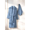AquaLoom Lux Mens Bathrobe and Towel Set %100 Cotton Blue