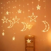 Moon and Star Shaped Remote-Controlled 12-Pendant 120 LED Decorative Light – Decorative Ambient and Desktop Lighting (5365)