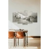 Beyaz At Manzarası 5 Parçalı Mdf Tablo 60 x 100