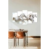 Beyaz At Manzarası 5 Parçalı Mdf Tablo 60 x 100
