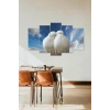 Beyaz Güvercin Aşk 5 Parçalı Mdf Tablo 60 x 100