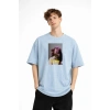 Blurry - Oversize Erkek Tişört Bebek Mavisi