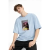 Blurry - Oversize Erkek Tişört Bebek Mavisi