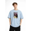 Blurry - Oversize Erkek Tişört Bebek Mavisi