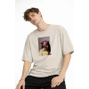Blurry - Oversize Erkek Tişört BEJ