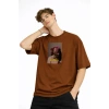 Blurry - Oversize Erkek Tişört KAHVE