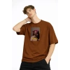 Blurry - Oversize Erkek Tişört KAHVE