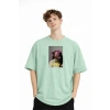 Blurry - Oversize Erkek Tişört SU YESILI