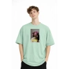 Blurry - Oversize Erkek Tişört SU YESILI