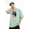 Blurry - Oversize Erkek Tişört SU YESILI
