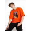 Blurry - Oversize Erkek Tişört TURUNCU