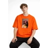 Blurry - Oversize Erkek Tişört TURUNCU