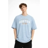 Boston - Baskılı Oversize Tişört AÇIK MAVİ