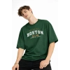 Boston - Baskılı Oversize Tişört HAKI