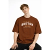 Boston - Baskılı Oversize Tişört KAHVE
