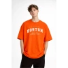 Boston - Baskılı Oversize Tişört TURUNCU