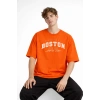 Boston - Baskılı Oversize Tişört TURUNCU