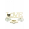 BUFFER® Decotown Love Yazılı Çerçeve 3lü Kalpli Ahşap Fotoğraf Çerçevesi