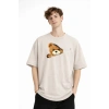 CH - Bear Baskılı Oversize Tişört BEJ
