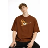 CH - Bear Baskılı Oversize Tişört KAHVE