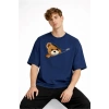 CH - Bear Baskılı Oversize Tişört LACIVERT