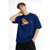 CH - Bear Baskılı Oversize Tişört LACIVERT