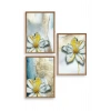 Çiçek Desenli Üçlü Ahşap Çerçeveli Tablo 23 x 30