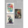 Çiçek Üçlü Ahşap Çerçeveli Tablo 23 x 30