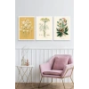 Çiçek Üçlü Ahşap Çerçeveli Tablo 30 x 40