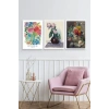 Çiçek Üçlü Ahşap Çerçeveli Tablo 40 x 60