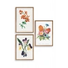 Çiçek Üçlü Ahşap Çerçeveli Tablo 40 x 60