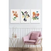 Çiçek Üçlü Ahşap Çerçeveli Tablo 40 x 60