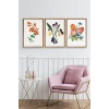 Çiçek Üçlü Ahşap Çerçeveli Tablo 40 x 60