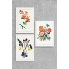 Çiçek Üçlü Ahşap Çerçeveli Tablo 50 x 70