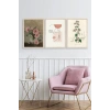 Çiçek Üçlü Ahşap Çerçeveli Tablo 50 x 70